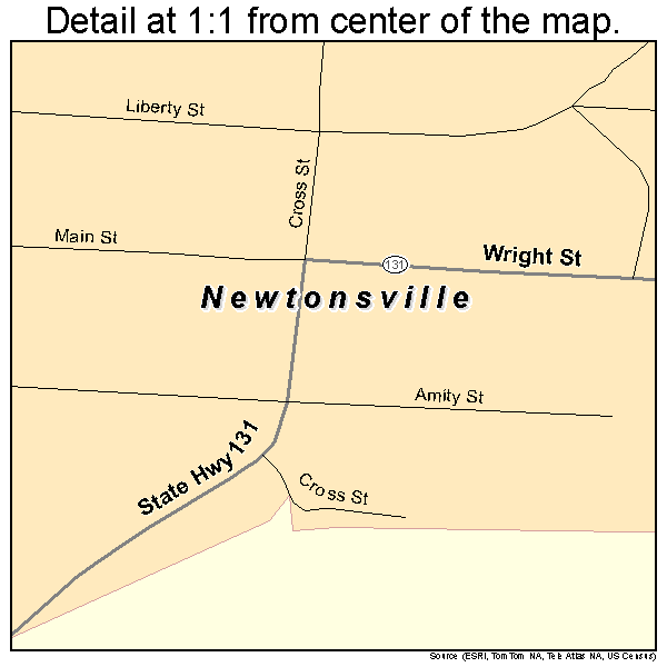 Newtonsville, Ohio road map detail