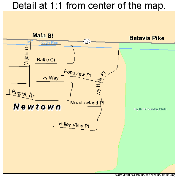 Newtown, Ohio road map detail