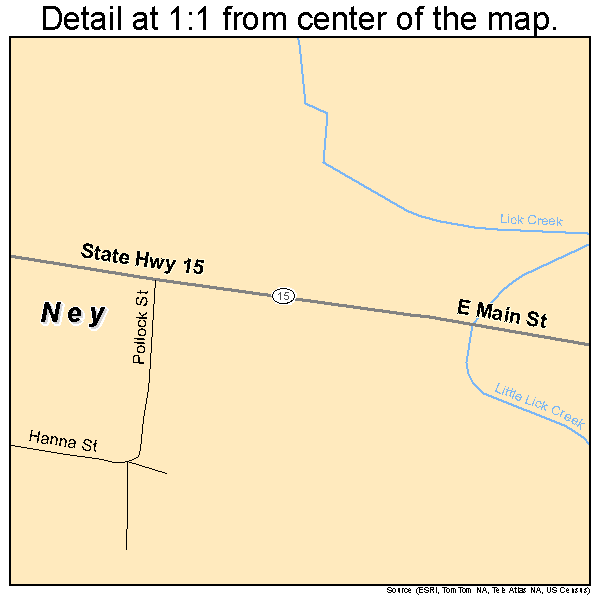 Ney, Ohio road map detail