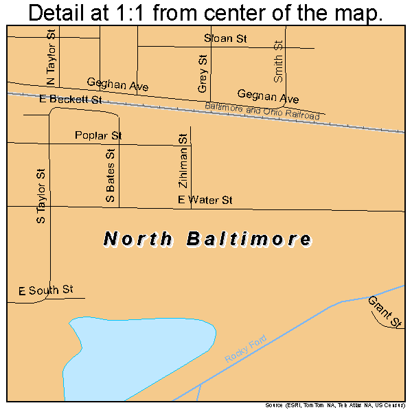 North Baltimore, Ohio road map detail