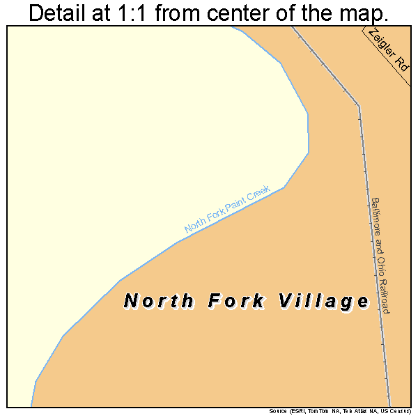 North Fork Village, Ohio road map detail