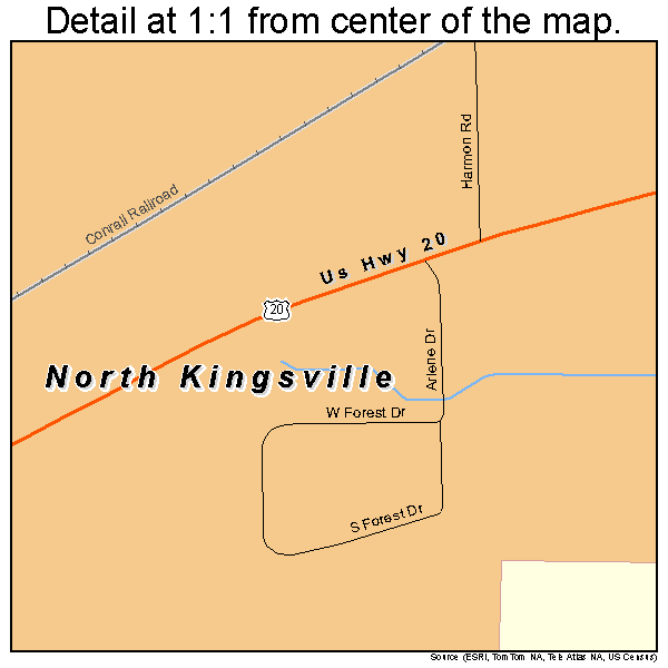 North Kingsville, Ohio road map detail