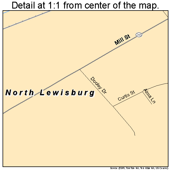 North Lewisburg, Ohio road map detail