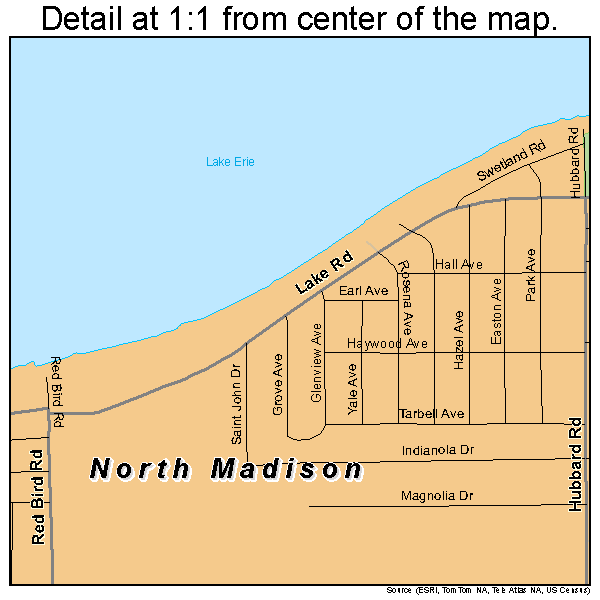 North Madison, Ohio road map detail