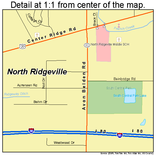 North Ridgeville, Ohio road map detail