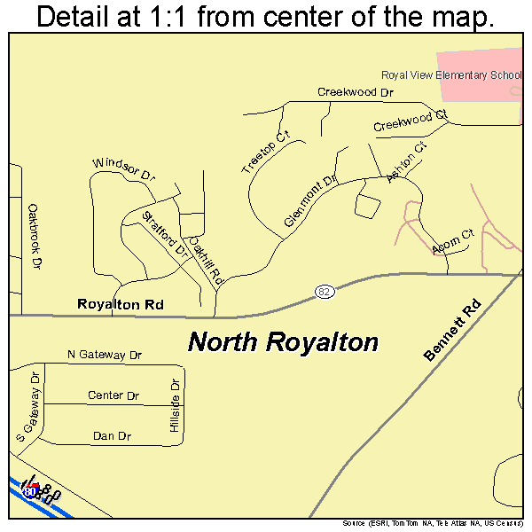 North Royalton, Ohio road map detail