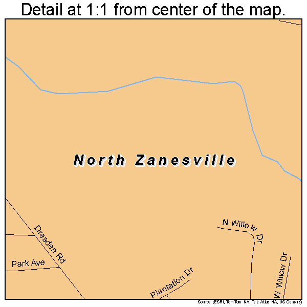 North Zanesville, Ohio road map detail