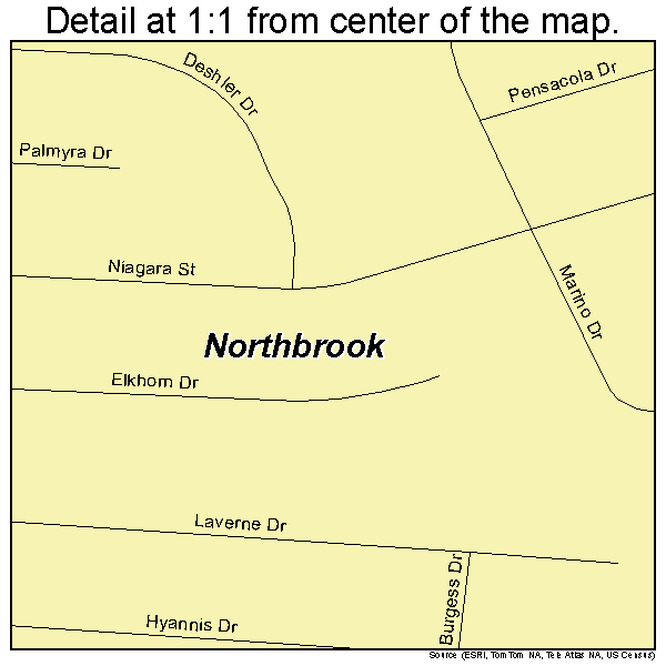 Northbrook, Ohio road map detail