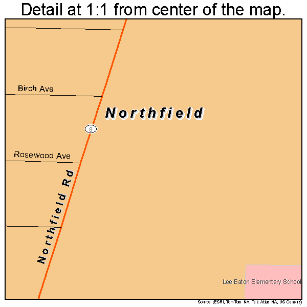 Northfield, Ohio road map detail