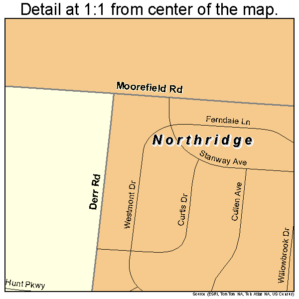 Northridge, Ohio road map detail