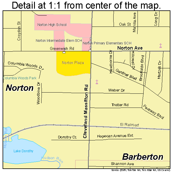 Norton, Ohio road map detail