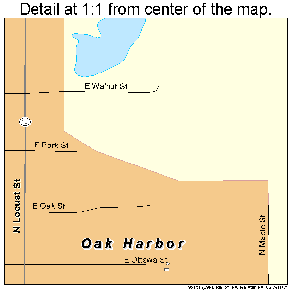 Oak Harbor, Ohio road map detail