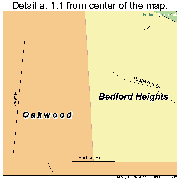 Oakwood, Ohio road map detail