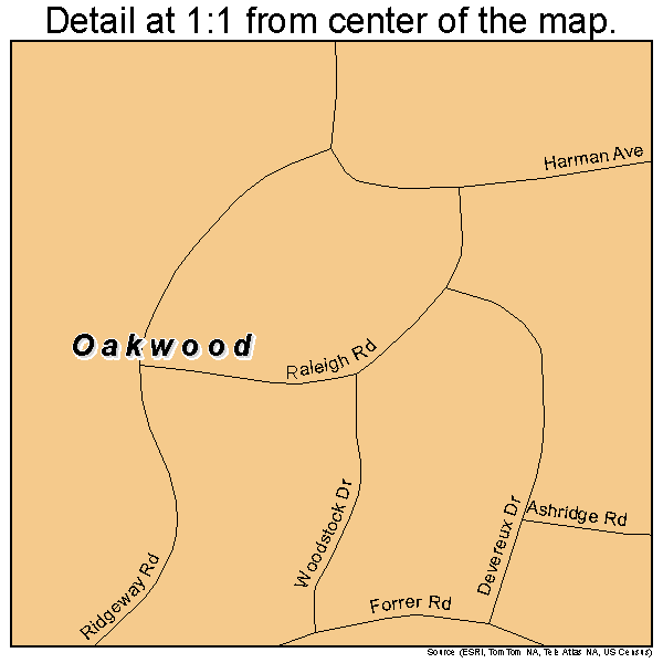 Oakwood, Ohio road map detail