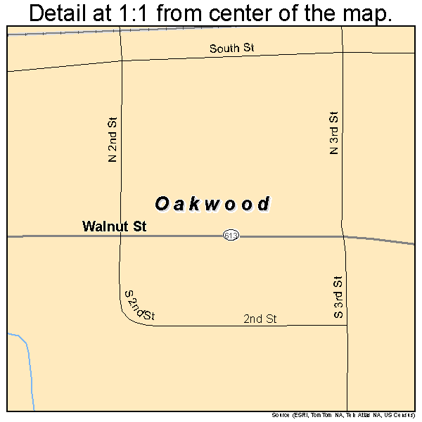 Oakwood, Ohio road map detail