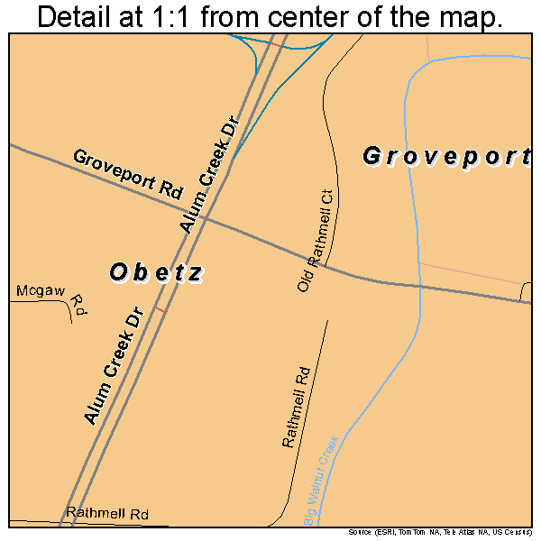 Obetz, Ohio road map detail