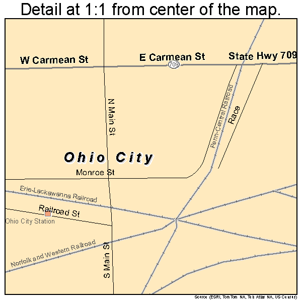 Ohio City, Ohio road map detail