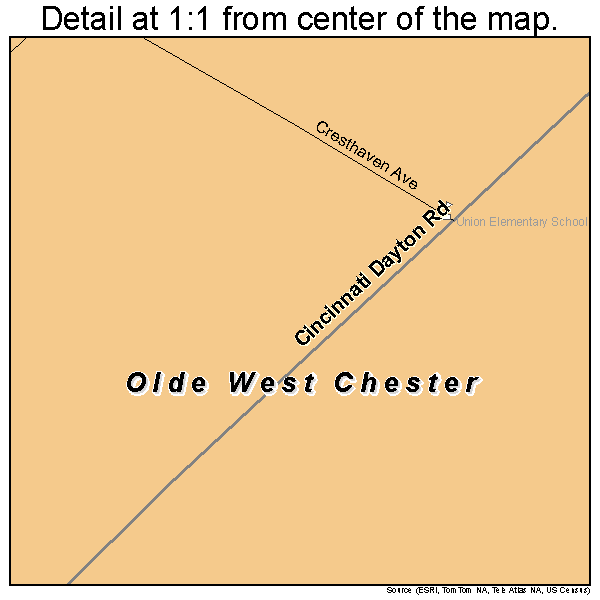 Olde West Chester, Ohio road map detail