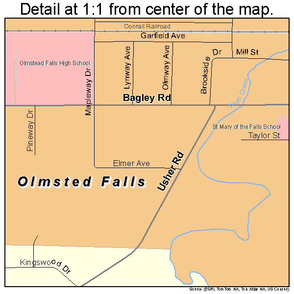 Olmsted Falls, Ohio road map detail