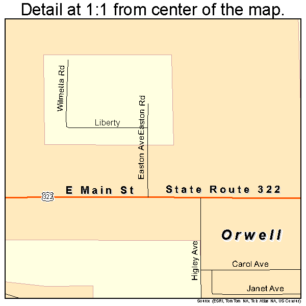 Orwell, Ohio road map detail