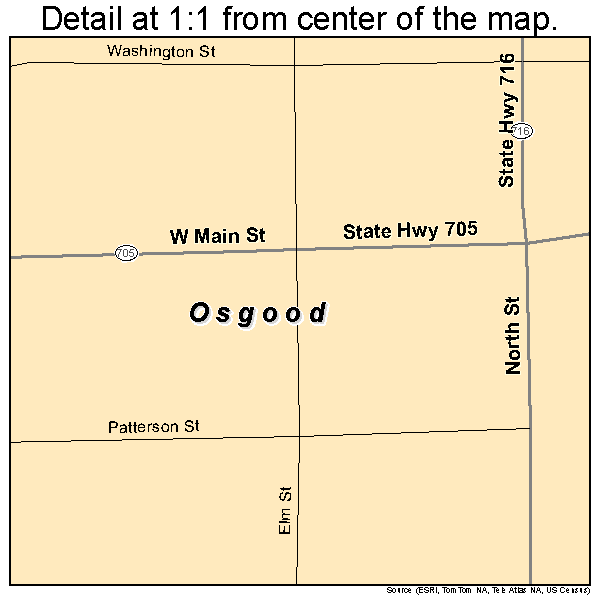 Osgood, Ohio road map detail