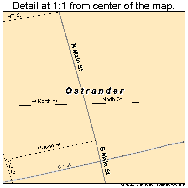 Ostrander, Ohio road map detail