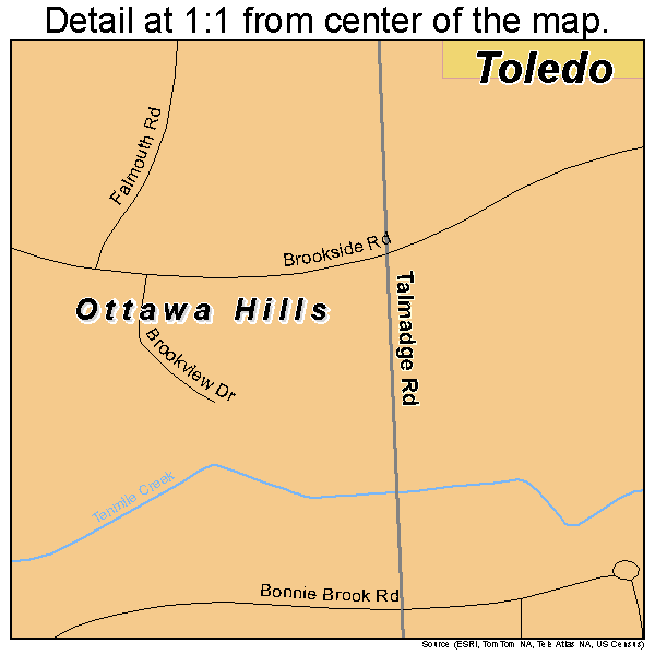 Ottawa Hills, Ohio road map detail