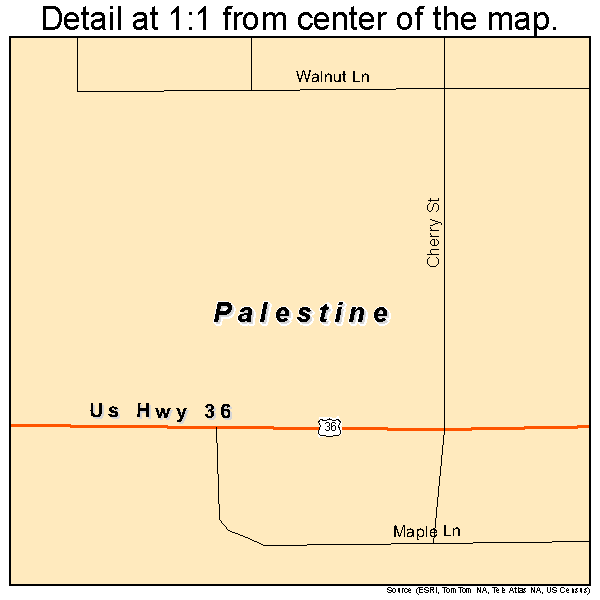 Palestine, Ohio road map detail