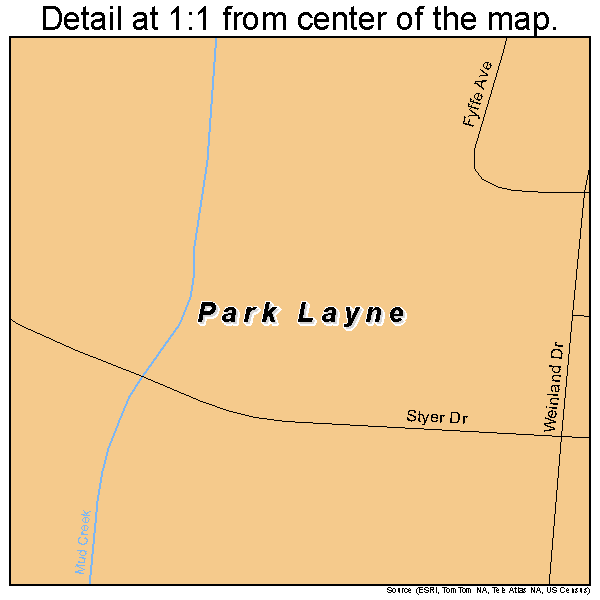 Park Layne, Ohio road map detail