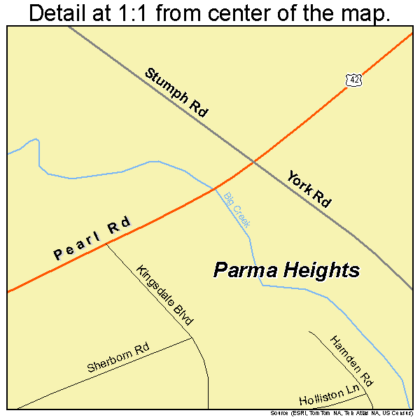 Parma Heights, Ohio road map detail