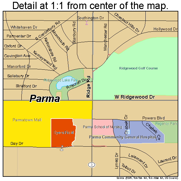 Parma, Ohio road map detail