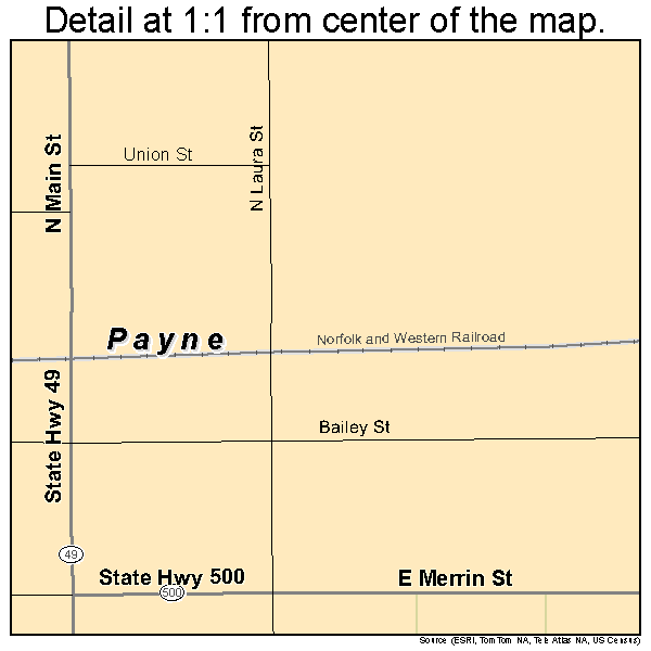 Payne, Ohio road map detail