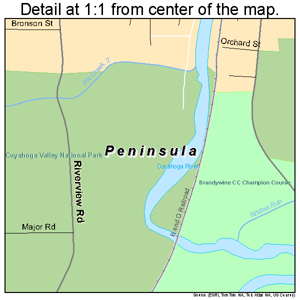 Peninsula, Ohio road map detail