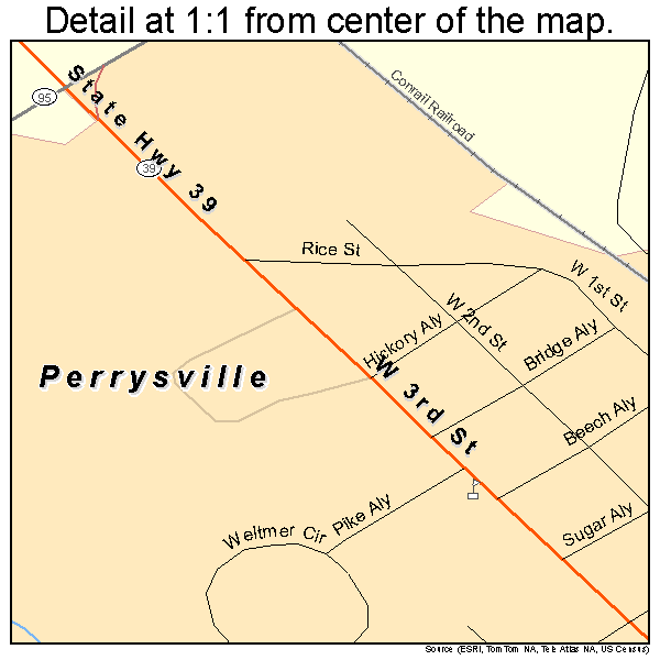 Perrysville, Ohio road map detail