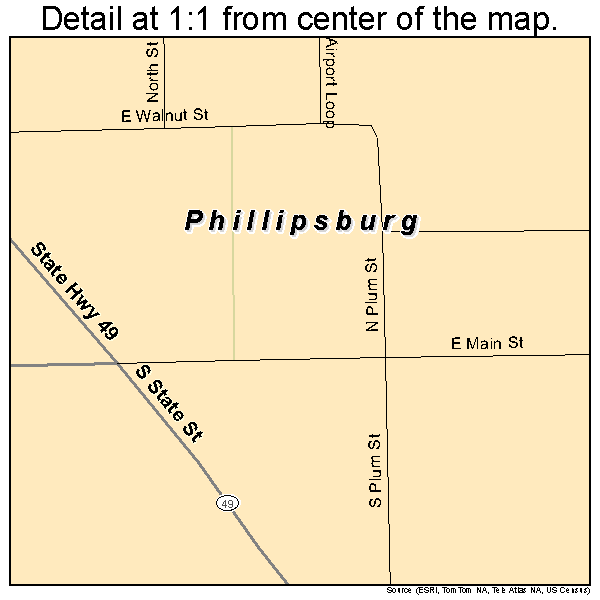 Phillipsburg, Ohio road map detail