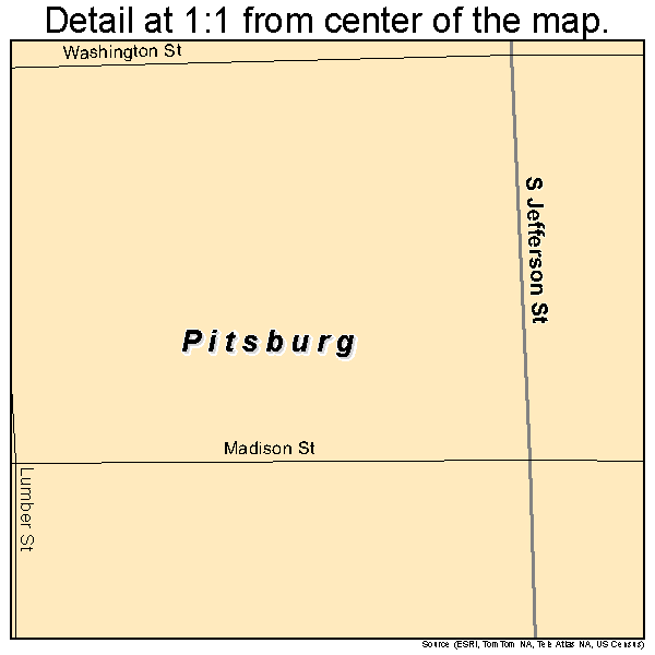 Pitsburg, Ohio road map detail