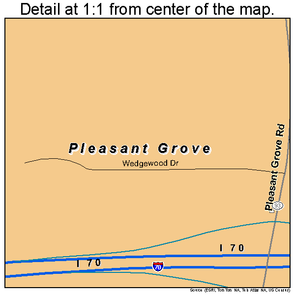 Pleasant Grove, Ohio road map detail