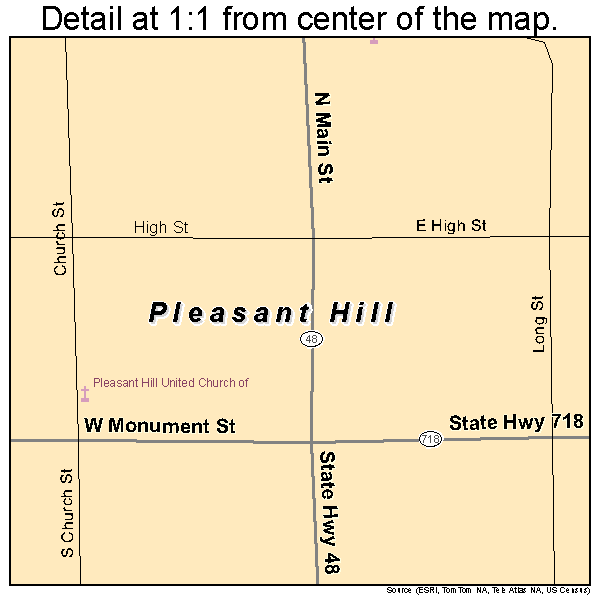 Pleasant Hill, Ohio road map detail