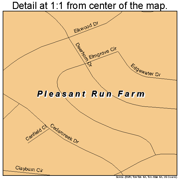 Pleasant Run Farm, Ohio road map detail