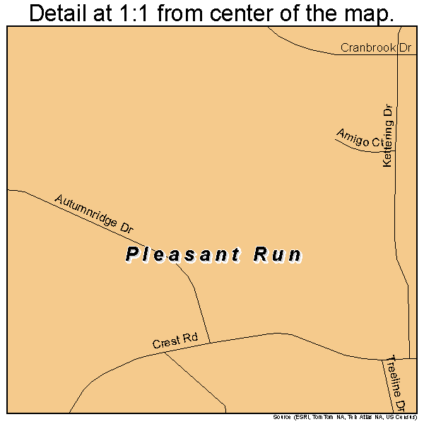 Pleasant Run, Ohio road map detail