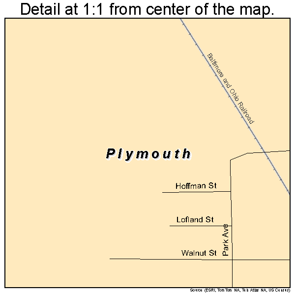 Plymouth, Ohio road map detail