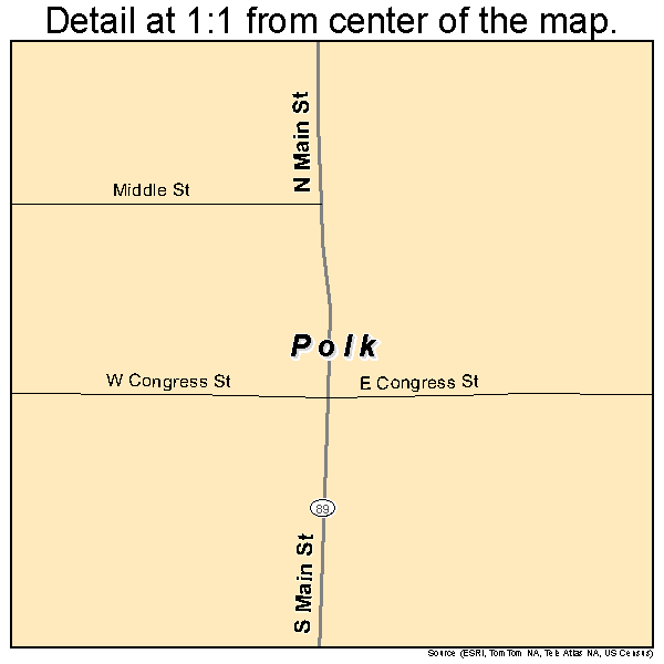 Polk, Ohio road map detail