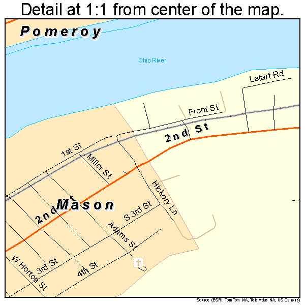 Pomeroy, Ohio road map detail