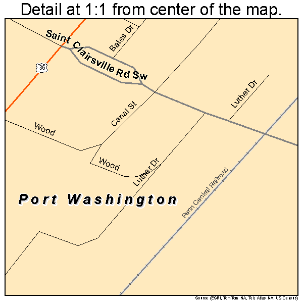 Port Washington, Ohio road map detail