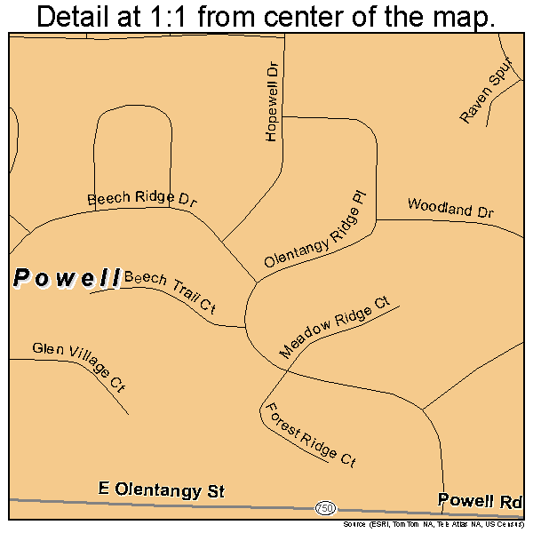 Powell, Ohio road map detail