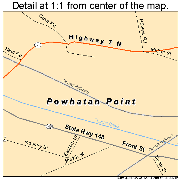 Powhatan Point, Ohio road map detail