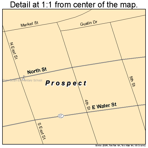 Prospect, Ohio road map detail