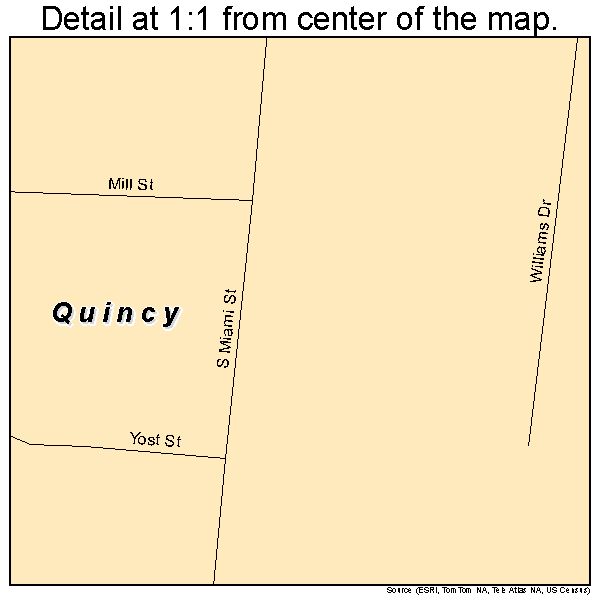 Quincy, Ohio road map detail