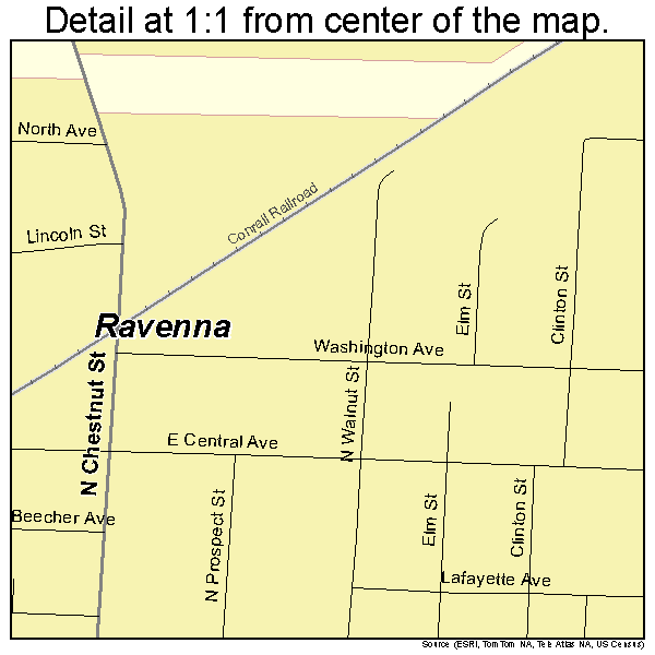 Ravenna, Ohio road map detail