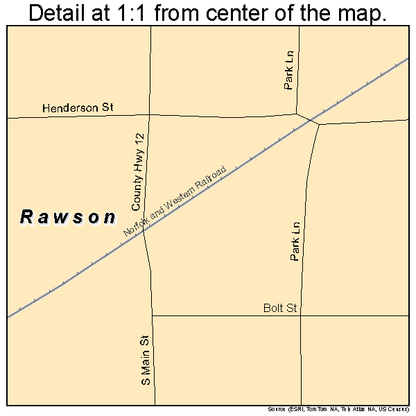 Rawson, Ohio road map detail